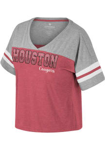 Colosseum Houston Cougars Womens Red Treasure Rhinestones Short Sleeve T-Shirt