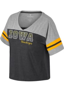 Iowa Hawkeyes Black Colosseum Treasure Rhinestones Short Sleeve T-Shirt