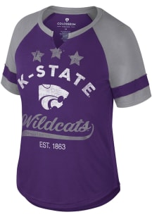 K-State Wildcats Purple Colosseum Crown of Fire Notch Short Sleeve T-Shirt