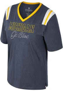 Michigan Wolverines Navy Blue Colosseum Lovemore Stitched Short Sleeve T-Shirt