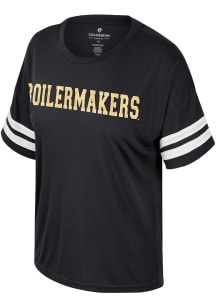 Purdue Boilermakers Black Colosseum Treasure Sequins Short Sleeve T-Shirt