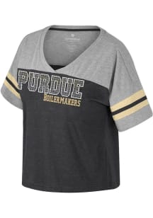 Purdue Boilermakers Black Colosseum Treasure Rhinestones Short Sleeve T-Shirt