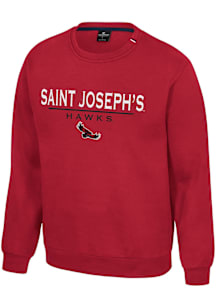 Colosseum Saint Josephs Hawks Mens Cardinal Charlie Long Sleeve Crew Sweatshirt