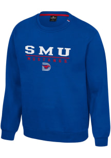 Colosseum SMU Mustangs Mens Blue Charlie Long Sleeve Crew Sweatshirt