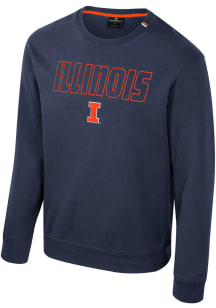 Mens Illinois Fighting Illini Navy Blue Colosseum Zion Crew Sweatshirt