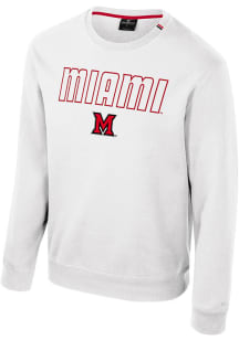 Colosseum Miami RedHawks Mens White Zion Long Sleeve Crew Sweatshirt