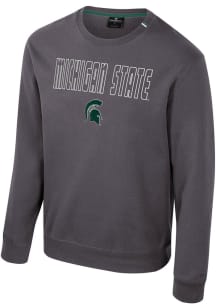 Mens Michigan State Spartans Charcoal Colosseum Zion Crew Sweatshirt