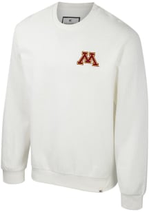 Mens Minnesota Golden Gophers White Colosseum Agent Ribbed Crew Sweatshirt