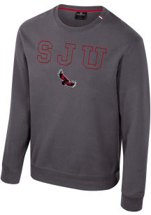 Colosseum Saint Josephs Hawks Mens Charcoal Zion Long Sleeve Crew Sweatshirt