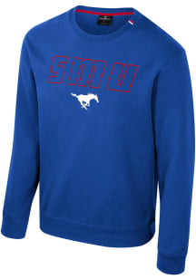 Colosseum SMU Mustangs Mens Blue Zion Long Sleeve Crew Sweatshirt