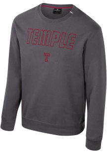 Colosseum Temple Owls Mens Charcoal Zion Long Sleeve Crew Sweatshirt