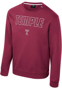 Colosseum Temple Owls Mens Red Zion Long Sleeve Crew Sweatshirt