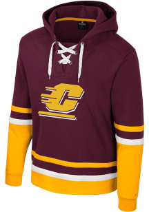 Colosseum Central Michigan Chippewas Mens Maroon Ringing Lace Up Hockey Long Sleeve Hoodie