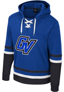 Colosseum Grand Valley State Lakers Mens Blue Ringing Lace Up Hockey Long Sleeve Hoodie