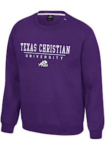 Colosseum TCU Horned Frogs Mens Purple Charlie Long Sleeve Crew Sweatshirt