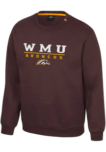 Mens Western Michigan Broncos Brown Colosseum Charlie Crew Sweatshirt