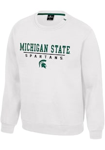 Colosseum Michigan State Spartans Mens White Charlie Long Sleeve Crew Sweatshirt