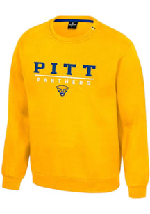 Colosseum Pitt Panthers Mens Gold Charlie Long Sleeve Crew Sweatshirt
