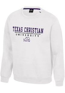 Colosseum TCU Horned Frogs Mens White Charlie Long Sleeve Crew Sweatshirt