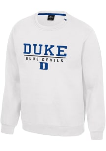 Colosseum Duke Blue Devils Mens White Charlie Long Sleeve Crew Sweatshirt