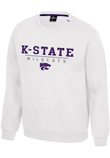 Colosseum K-State Wildcats Mens White Charlie Long Sleeve Crew Sweatshirt