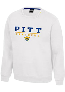 Colosseum Pitt Panthers Mens White Charlie Long Sleeve Crew Sweatshirt