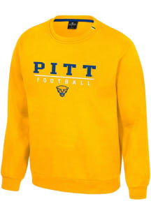 Mens Pitt Panthers Gold Colosseum Charlie Football Crew Sweatshirt