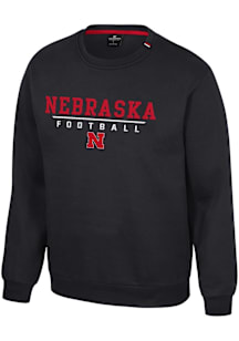 Colosseum Nebraska Cornhuskers Mens Black Charlie Football Long Sleeve Crew Sweatshirt