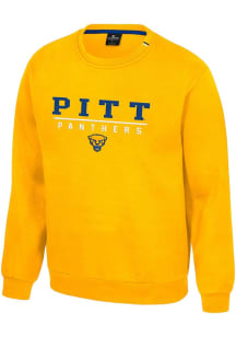 Mens Pitt Panthers Gold Colosseum Charlie Volleyball Crew Sweatshirt