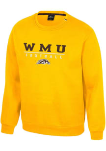 Mens Western Michigan Broncos Gold Colosseum Charlie Football Crew Sweatshirt