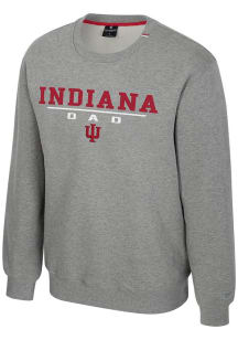 Mens Indiana Hoosiers Grey Colosseum Charlie Dad Crew Sweatshirt