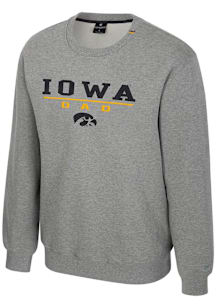Colosseum Iowa Hawkeyes Mens Grey Charlie Long Sleeve Crew Sweatshirt