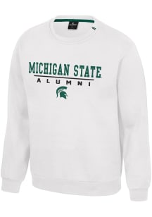 Mens Michigan State Spartans White Colosseum Charlie Alumni Crew Sweatshirt