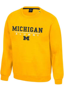 Mens Michigan Wolverines Yellow Colosseum Charlie Alumni Crew Sweatshirt