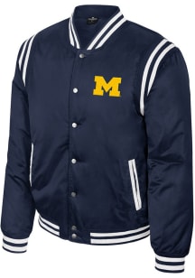 Mens Michigan Wolverines Blue Colosseum Paddy's Sateen Snap Medium Weight Jacket