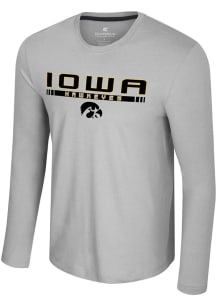 Mens Iowa Hawkeyes Ash Colosseum Mac Long Sleeve T-Shirt