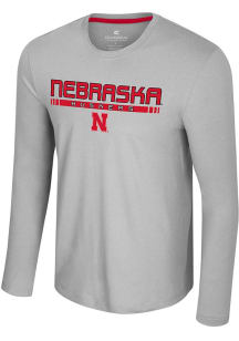 Mens Nebraska Cornhuskers Ash Colosseum Mac Long Sleeve T-Shirt