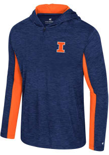 Mens Illinois Fighting Illini Navy Blue Colosseum Always Sunny Hooded Windshirt Long Sleeve Hoodie