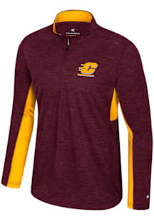 Colosseum Central Michigan Chippewas Mens Maroon Always Sunny Windshirt Long Sleeve Qtr Zip Pullov..