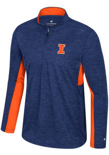 Mens Illinois Fighting Illini Navy Blue Colosseum Always Sunny Windshirt Qtr Zip Pullover