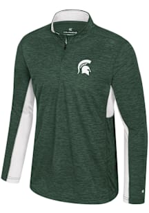 Colosseum Michigan State Spartans Mens Green Always Sunny Windshirt Long Sleeve Qtr Zip Pullover
