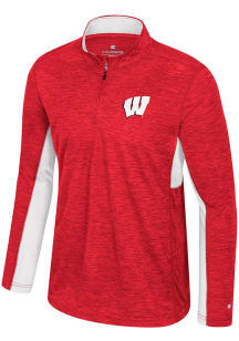Mens Wisconsin Badgers Red Colosseum Always Sunny Windshirt Qtr Zip Pullover