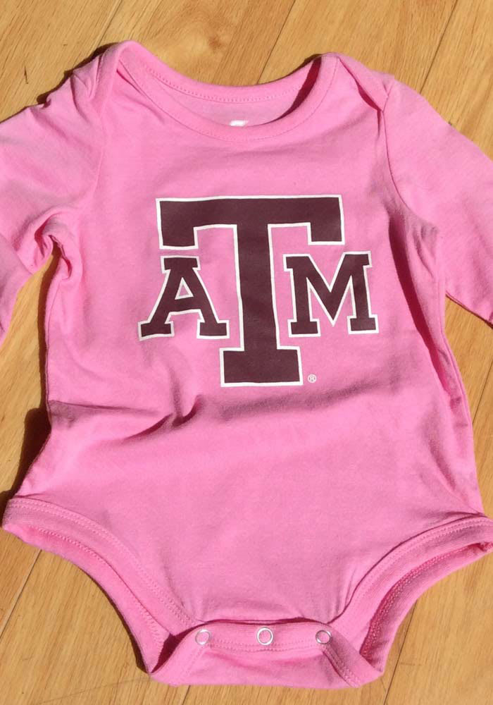 Texas A&M Aggies Baby Pink Big Logo LS Tops LS One Piece