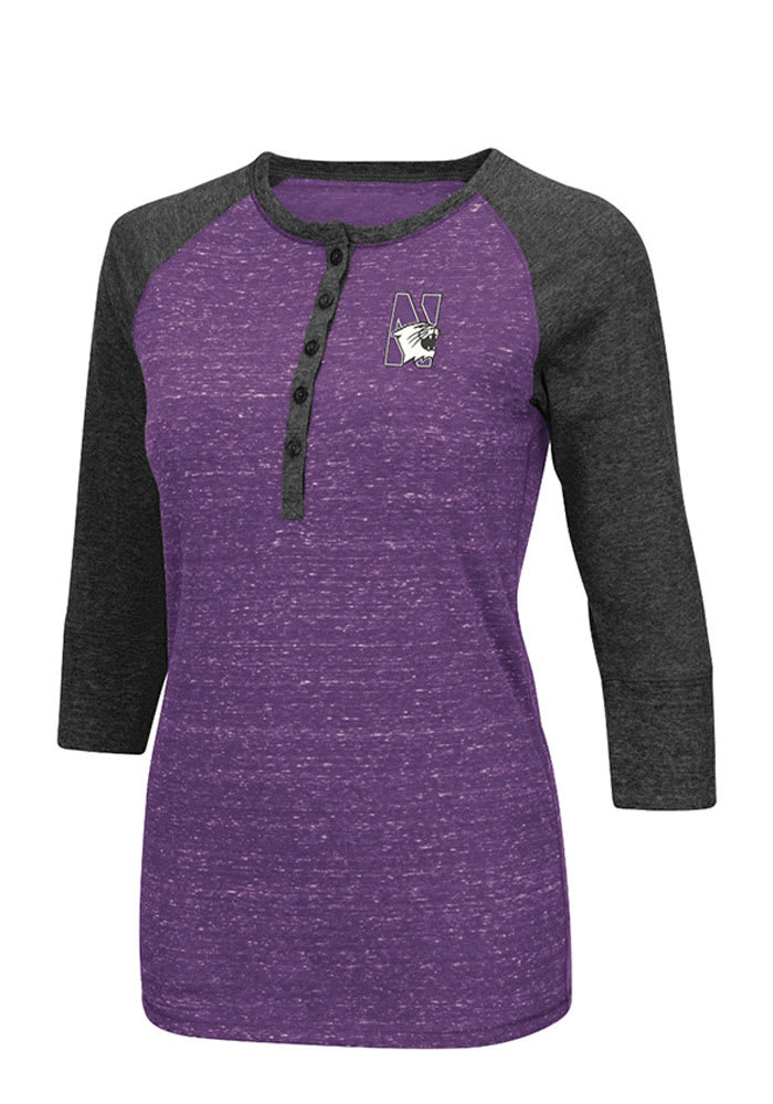 Colosseum Northwestern Wildcats Womens Purple Split Long Sleeve Scoop Neck