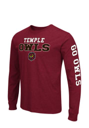 Colosseum Temple Owls Mens Cardinal Game Changer Big and Tall Long Sleeve T-Shirt