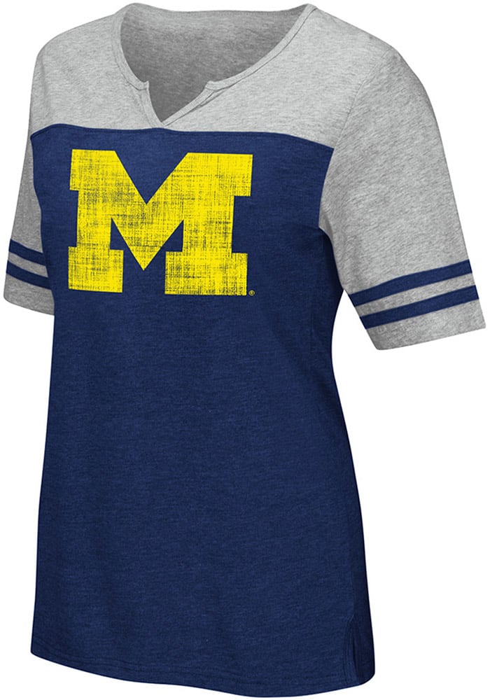 Colosseum Michigan Wolverines Juniors Navy Blue On A Break V-Neck T-Shirt