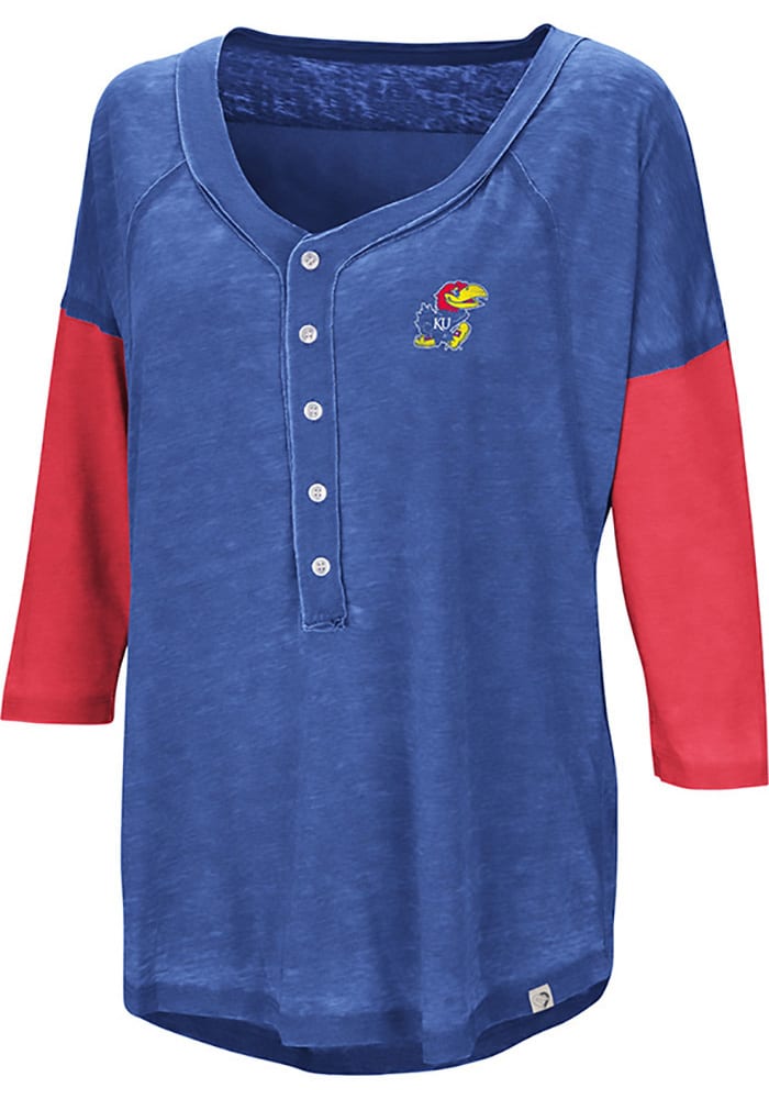 Colosseum Kansas Jayhawks Womens Blue Major League Long Sleeve T-Shirt
