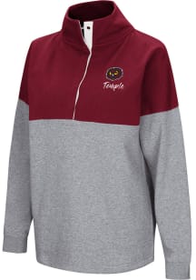 Colosseum Temple Owls Womens Red Breakthrough 1/4 Zip Pullover