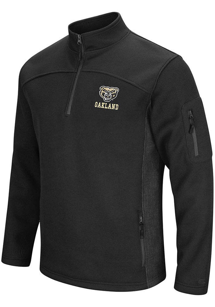 Colosseum Oakland University Golden Grizzlies Mens Black Advantage Long Sleeve 1/4 Zip Pullover