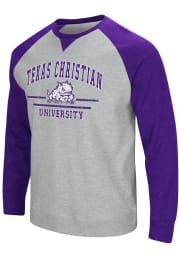 Colosseum TCU Horned Frogs Mens Grey Turf Long Sleeve Fashion Sweatshirt